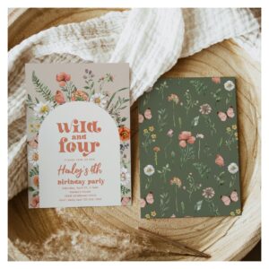 Wildflower Fourth Birthday Party Invitation