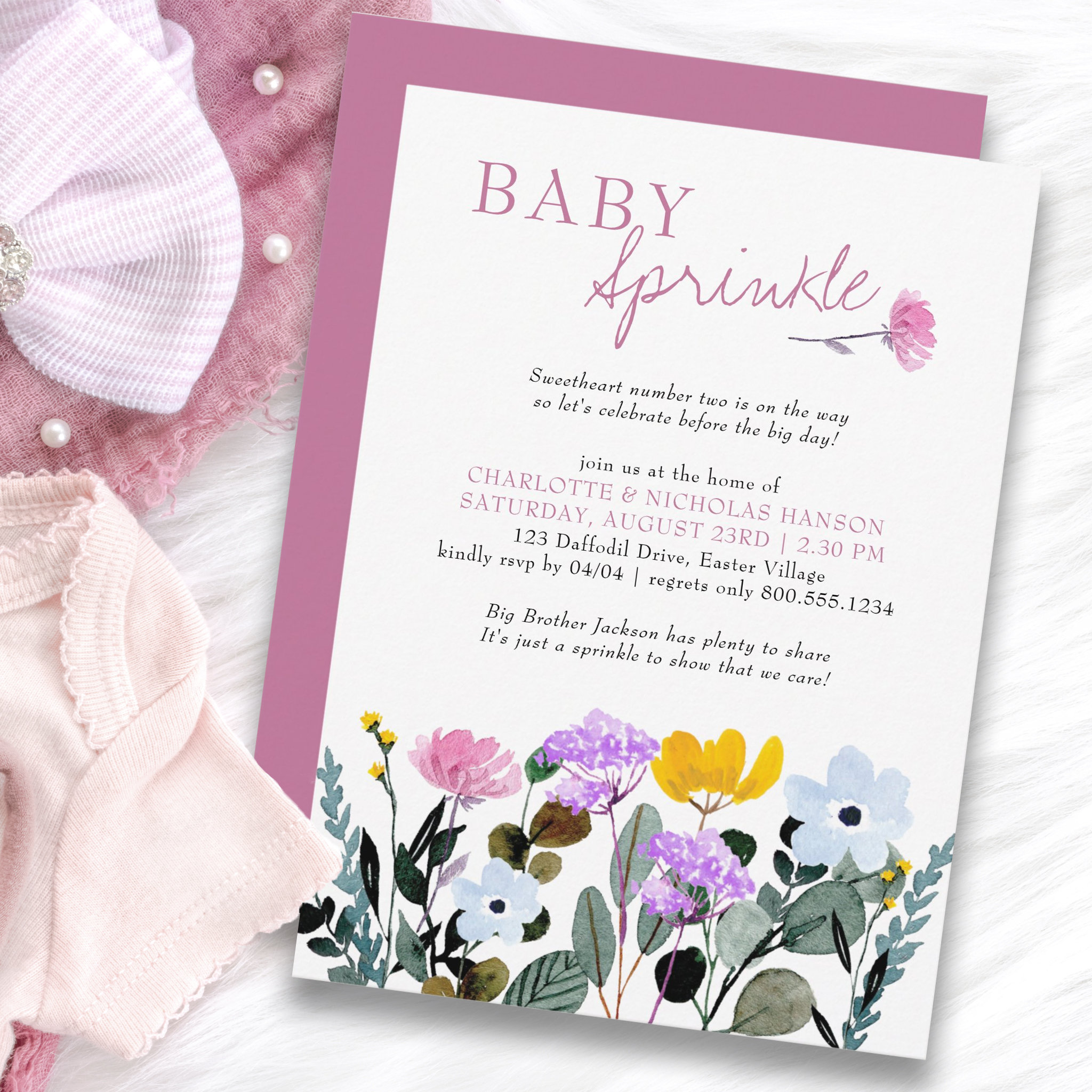Wildflower Lawn Pretty Baby Sprinkle Invitation