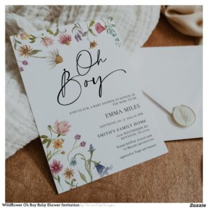 Wildflower Oh Boy Baby Shower Invitation