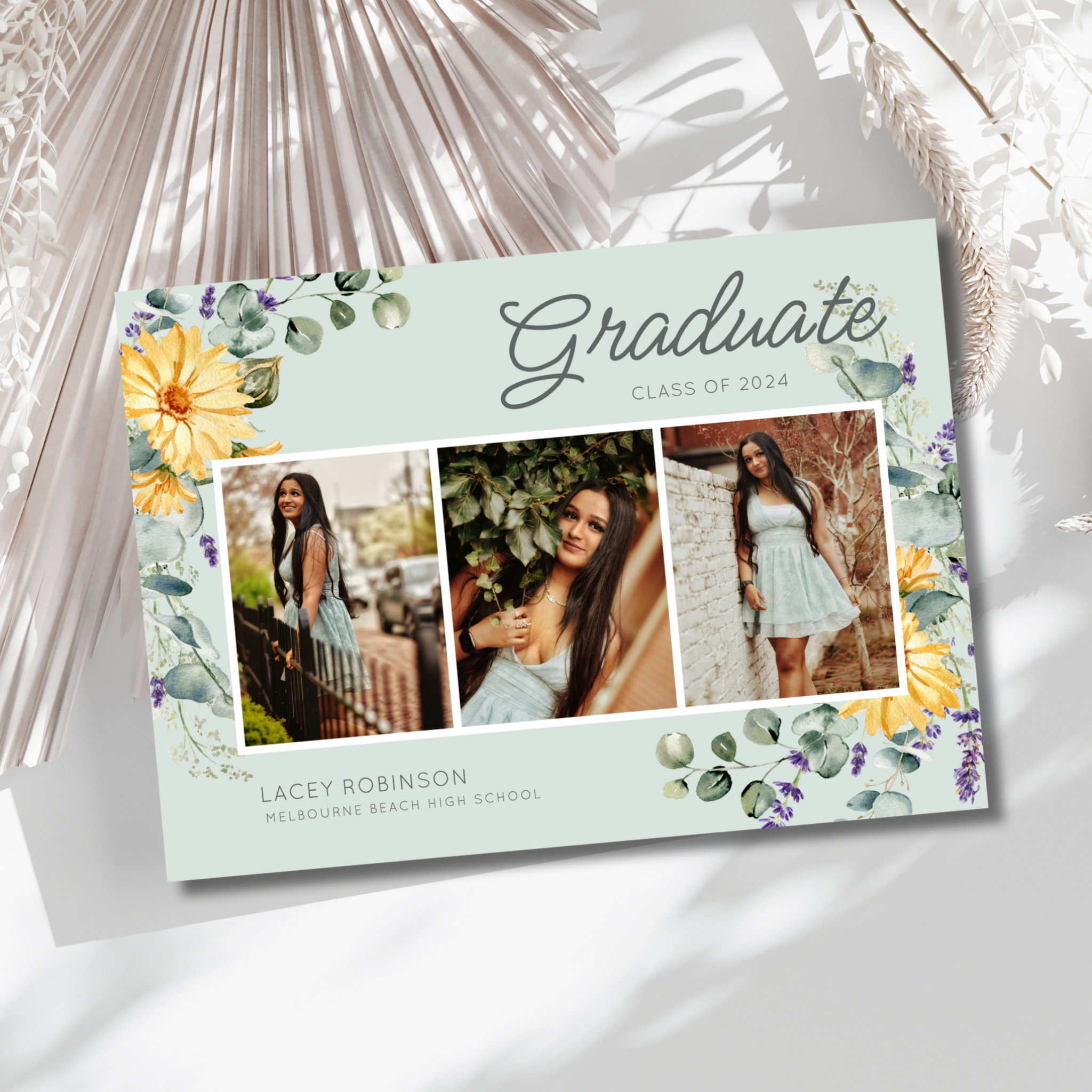 Wildflower Photo Girl High School Graduation Party Invitation
