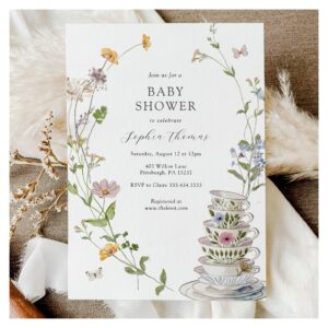 Wildflower Tea Baby Shower Invitation