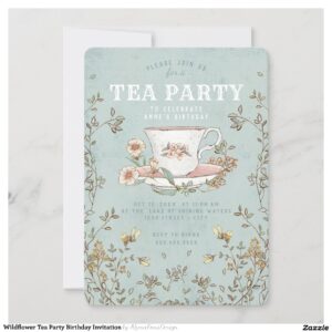 Wildflower Tea Party Birthday Invitation