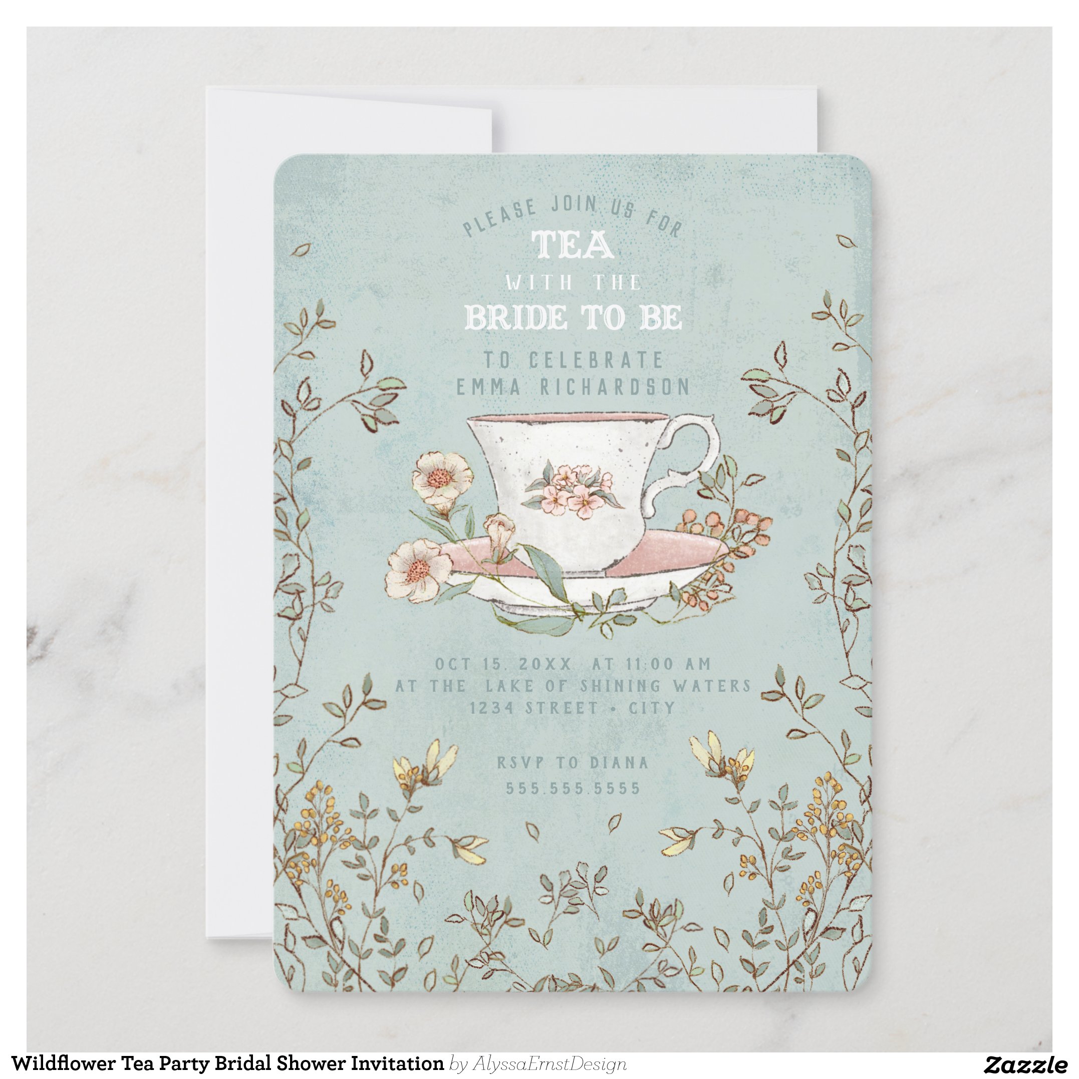 Wildflower Tea Party Bridal Shower Invitation