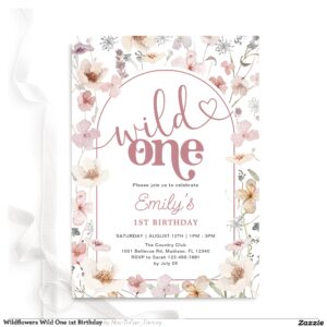 Wildflowers Wild One 1st Birthday Invitation