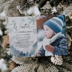Winter ONEderland Boy 1st Birthday Invitation