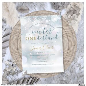 Winter Onederland Snowflakes 1st Birthday Invitation