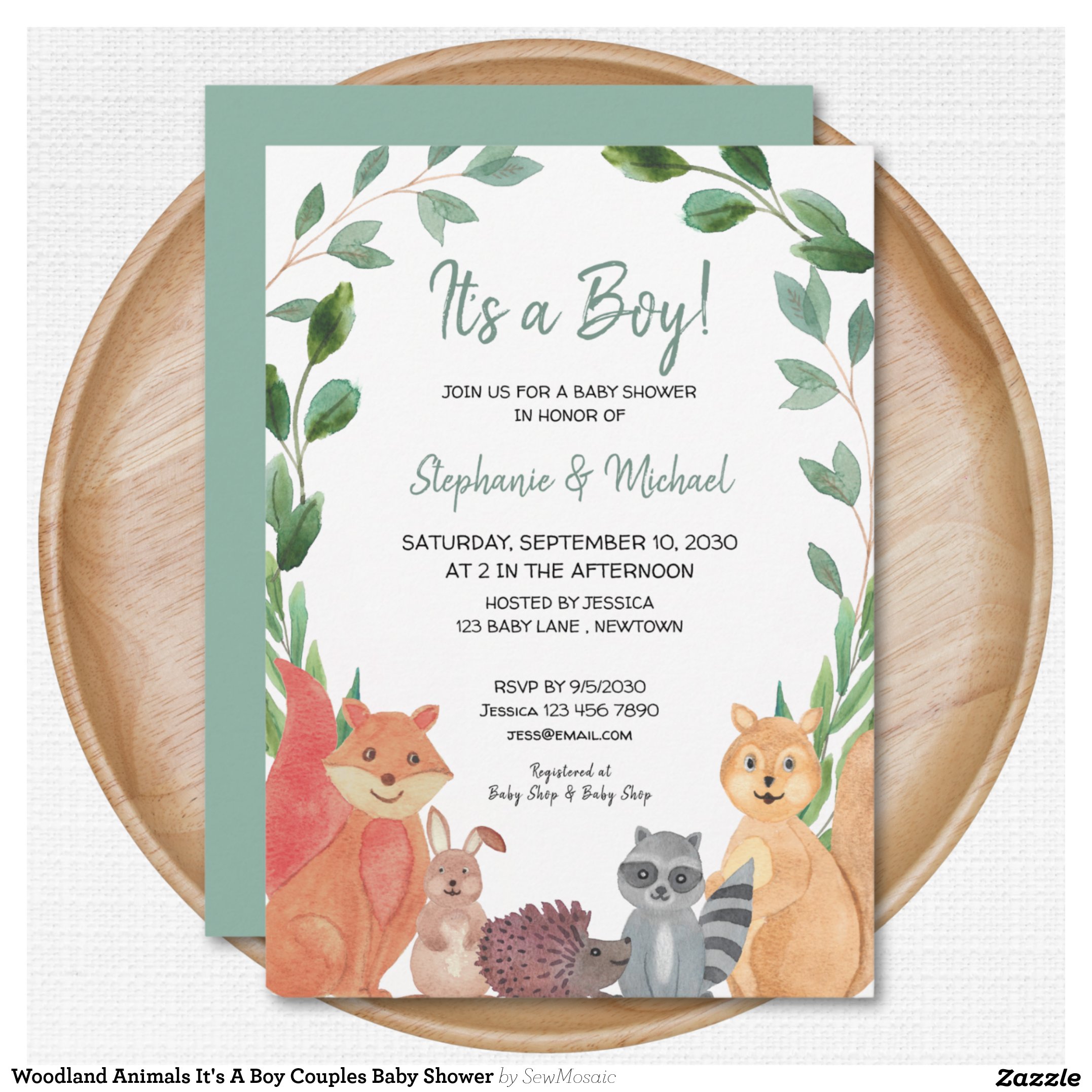 Woodland Animals It's A Boy Couples Baby Shower Invitation