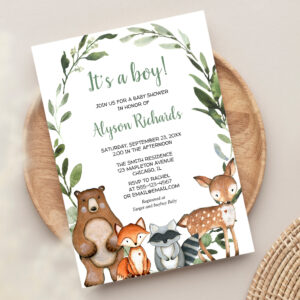 Woodland It's a boy forest friends baby shower Invitation