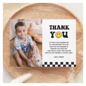Young Wild and Three Boy 3rd Birthday Photo Thank You Card