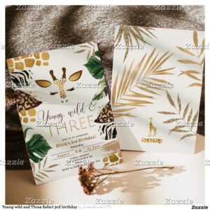 Young wild and Three Safari 3rd birthday Invitation